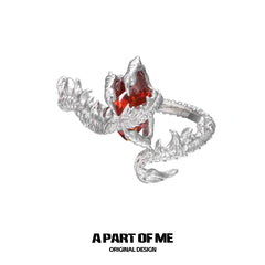 แหวน Loong S925 Sterling Silver Ruby Claw ปรับขนาดได้™