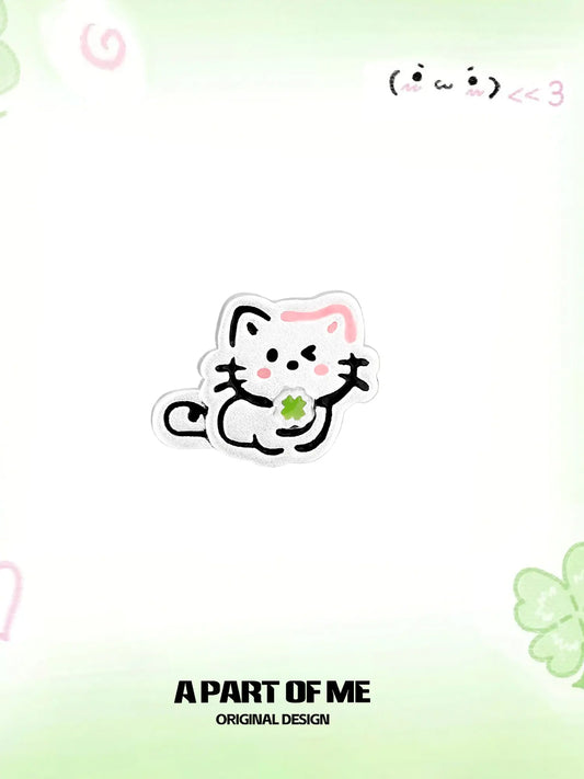 Lucky Clover 18K Platinum Plated Kitten & Puppy Stud Earrings™