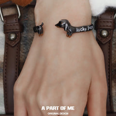 Lucky Puppy 18K Black Gold Plated Original Sausage Dog Open Bangle Bracelet™