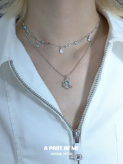 루나 파우스트 18k 플래티넘 플레이팅 문 지르콘 초커 목걸이™