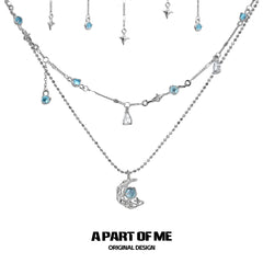 루나 파우스트 18k 플래티넘 플레이팅 문 지르콘 초커 목걸이™