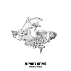 MYTH OF THE MOON แหวนเงินสเตอร์ลิง S925 ประดับเปลือกหอยธรรมชาติ ปรับขนาดได้™