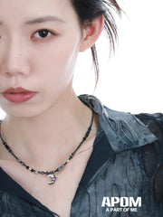 MYTH OF THE MOON สร้อยคอโชคเกอร์เปลือกหอยและหินอเกตเงินสเตอร์ลิง S925™