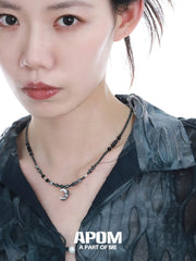 MYTH OF THE MOON สร้อยคอโชคเกอร์เปลือกหอยและหินอเกตเงินสเตอร์ลิง S925™