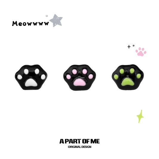 Meow 925 Sterling Silver Colorful Cat Paw Stud Earrings™