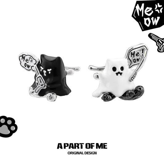 Meow Bandit Kitty Ghost Cat 18K Platinum Plated Earclips Ear Clips™