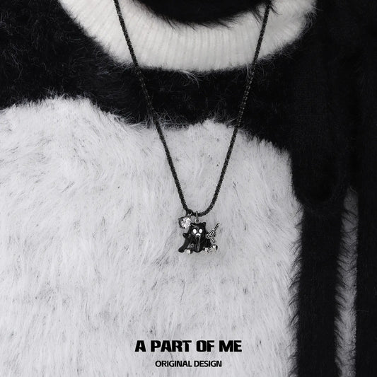 Meow Bandit Kitty Ghost Cat 18K Platinum Plated Pendant Necklace™