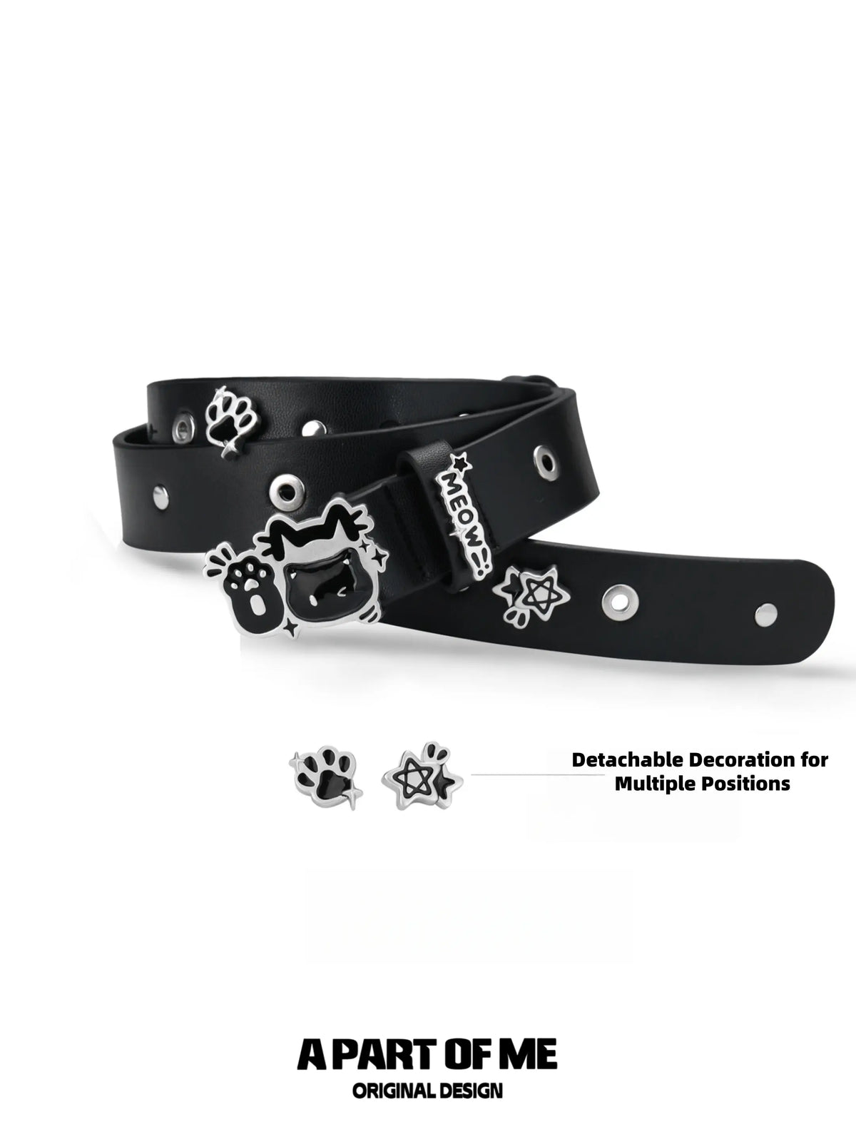 Meow Black Kitten Leather Belt™