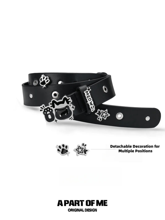 Meow Black Kitten Leather Belt™