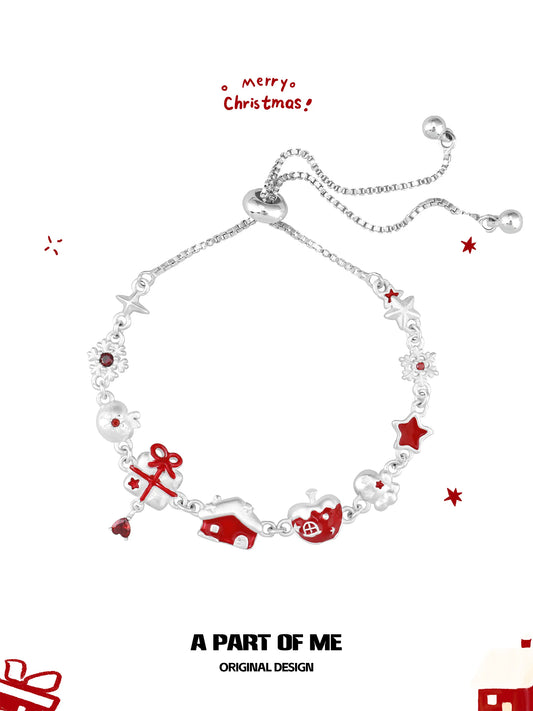 Merry Christmas Platinum-Plated Red Snow Apple Bracelet™