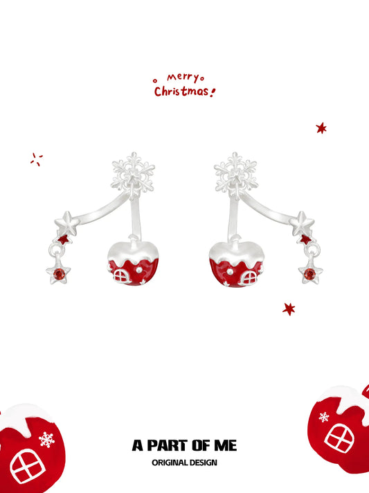 Merry Christmas S925 Platinum-Plated Red Snow Apple Drop Earrings™