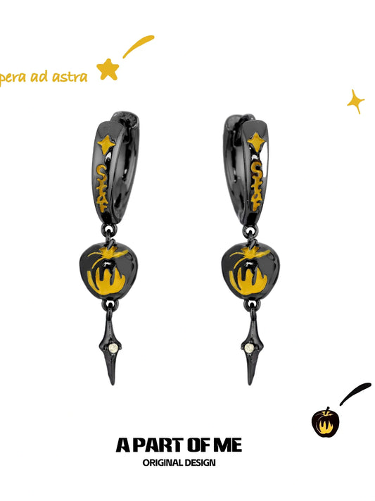 Original Dark Aesthetic Gold Apple 18K Black Gold Plated Starburst Earrings™
