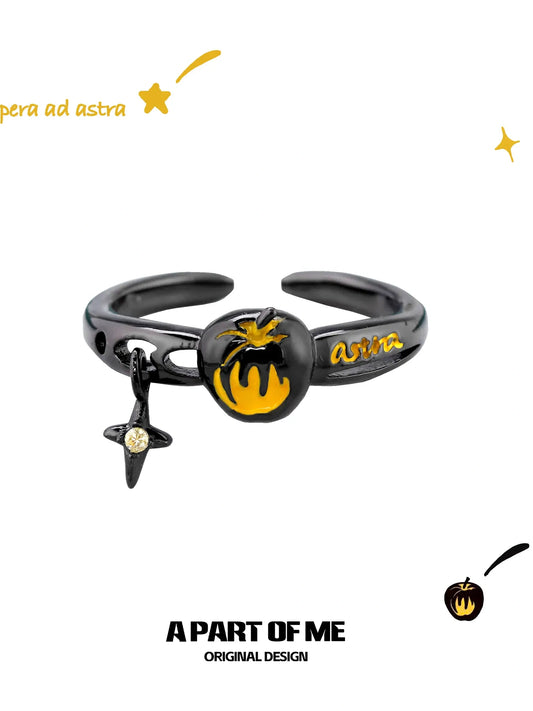 오리지널 다크 에스테틱 골드 애플 925 스털링 실버 조절 가능 오픈 링™