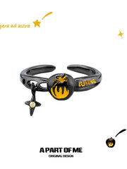 Original Dark Aesthetic Gold Apple 925 Sterling Silver Adjustable Open Ring™