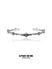 Original Vintage 925 Sterling Silver Adjustable-Opening Iris Bangle Bracelet™