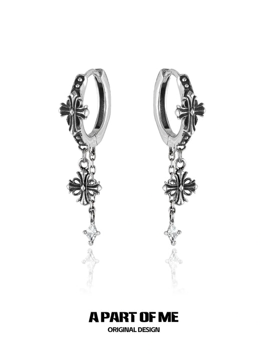 Original Vintage 925 Sterling Silver Iris Huggie Hoop,Dangle Earrings™