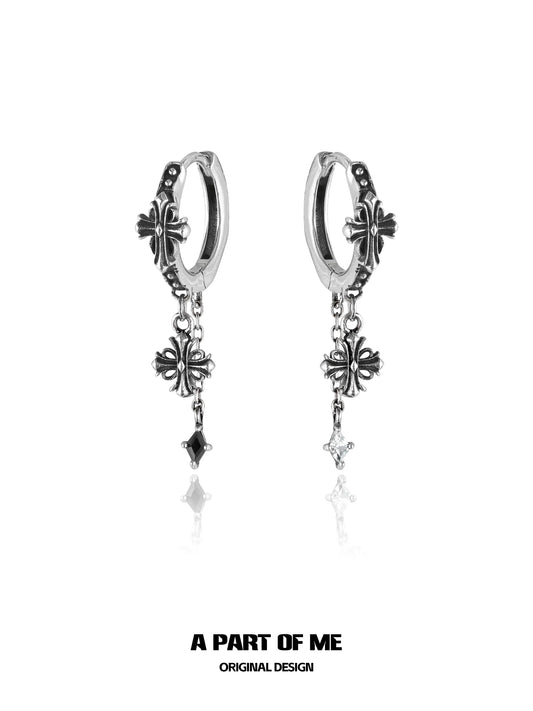 Original Vintage 925 Sterling Silver Iris Huggie Hoop,Dangle Earrings™
