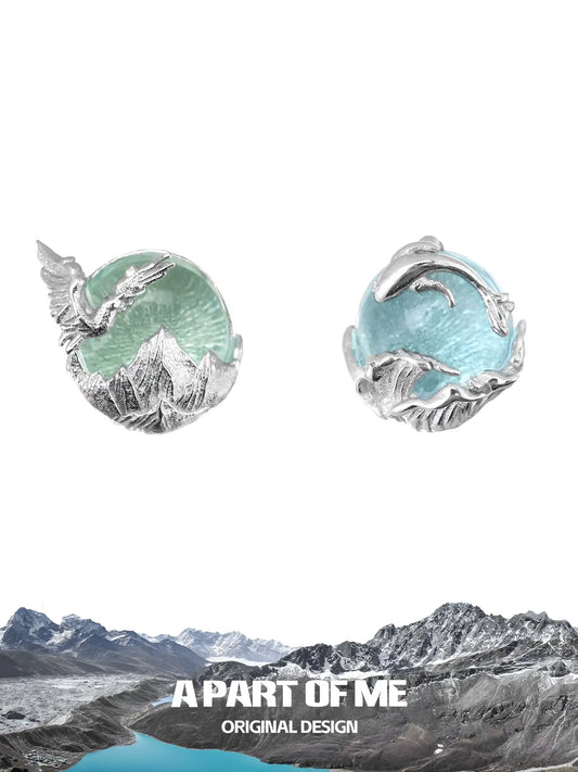 ต่างหูสตั๊ดเงินสเตอร์ลิง 925 ประดับลูกปัดแก้วสี Siren's Song™