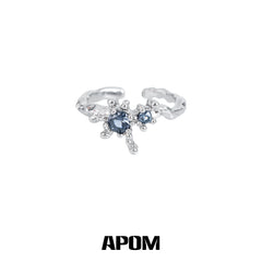 แหวนเงินสเตอร์ลิง S925 ของ Siren's Song ประดับเพทายรูปนางเงือกปรับขนาดได้™