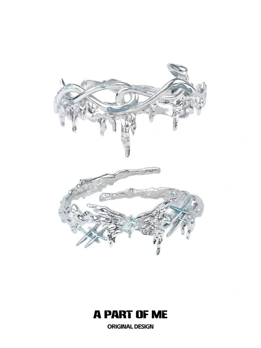 Slytherin House 18k Platinum Plating Ice Blue Snake & Butterfly Arm Rings™