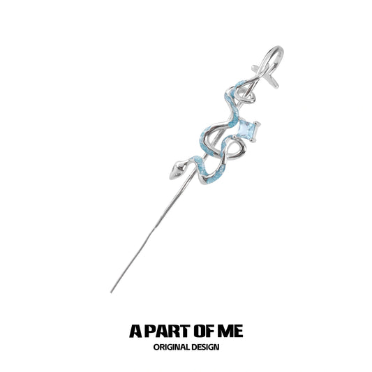 Slytherin House 18k Platinum Plating Ice Blue Snake Ear Hook Needle Piercing Earring™