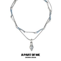 Slytherin House 18k Platinum Plating Ice Blue Snake Pendant Chokers Necklaces™