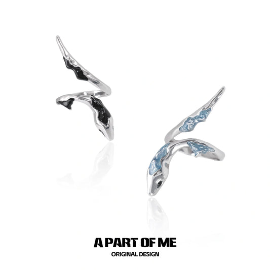 슬리데린 하우스 S925 스털링 실버 아이스 스네이크 사이즈 조절 가능 반지™