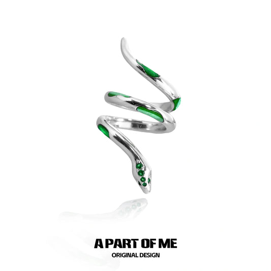 슬리데린 하우스 S925 스털링 실버 트위스트 스네이크 사이즈 조절 가능 반지™