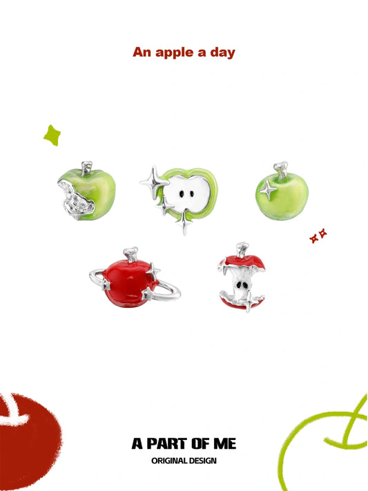Summer Fruity 18K Platinum Plated Apple Planet Ear clips Stud Earrings™