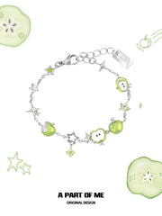 สร้อยข้อมือแอปเปิ้ลเขียวชุบแพลตตินัม 18K รุ่น Summer Fruity™