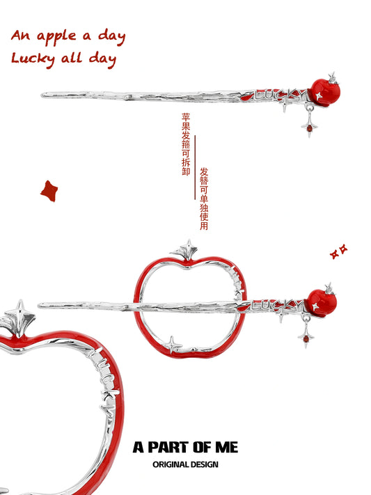Summer Fruity 18K Platinum Plated Lucky Apple Hairpin Hair Stick™