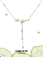 สร้อยคอแอปเปิ้ลเขียวนำโชคชุบแพลตตินัม 18K รุ่น Summer Fruity™
