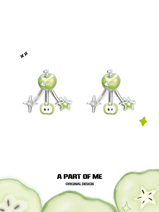 Summer Fruity 18K Platinum Plated Lucky Green Apple Stud Earrings™