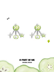 ต่างหูรูปแอปเปิ้ลเขียวนำโชคชุบแพลตินัม 18K รุ่น Summer Fruity™