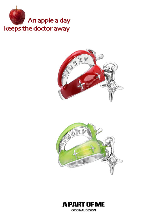 Summer Fruity 18K Platinum Plating Skeletonized Apple Earclips Ear Clips™
