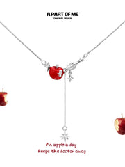 Summer Fruity 925 Sterling Silver Adjustable Drawstring Apple Necklace™