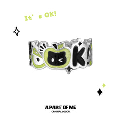 Summer Fruity 925 Sterling Silver "Everything is OK" Open Adjustable Ring™