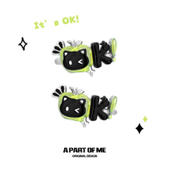 여름 과일 사과 고양이 "모든 게 괜찮아요" 이어커프 이어 클립™