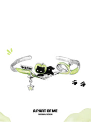 Summer Fruity Black Cat Green Apple Adjustable-Opening Bangle Bracelet™