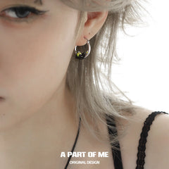 Summer Fruity S925 18K 플래티넘 도금 애플 캣 귀걸이™