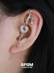 일출부터 달까지 18k 플래티넘 도금 칼세도니 이어후크 니들 피어싱 이어링™