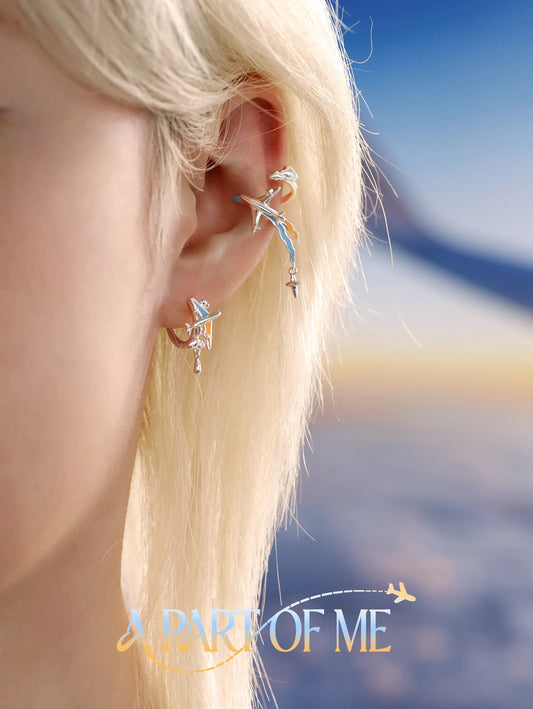 Terminator Route Platinum-plated Airplane Huggie Hoop Earrings ™