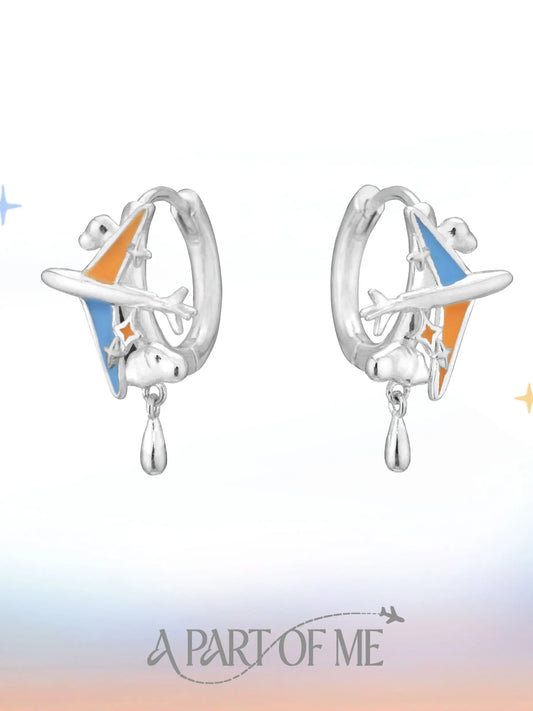 Terminator Route Platinum-plated Airplane Huggie Hoop Earrings ™