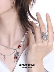 Whiterfly แหวนปรับขนาดได้ ชุบแพลตตินัม 18k ละลายปีก™