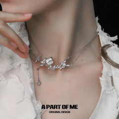 สร้อยคอโชกเกอร์เปลือกหอยอะเกตสีขาวเคลือบแพลตตินัม 18k Whiterfly™