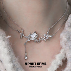 สร้อยคอโชกเกอร์เปลือกหอยอะเกตสีขาวเคลือบแพลตตินัม 18k Whiterfly™