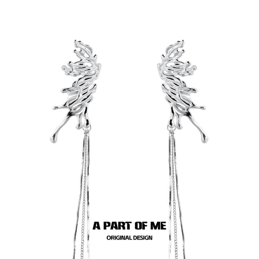 Whiterfly S925 18k Platinum Plating Ear Hook Tassel Ear Clips & Earrings™