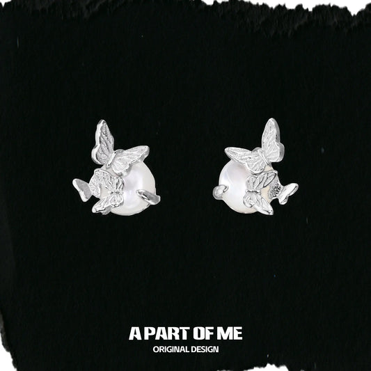 Whiterfly S925 Sterling Silver/18K Yellow Gold Plated Natural White Shell Stud Earrings™