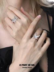 แหวนเปิดปรับขนาดได้รูปผีเสื้อ S925 เงินสเตอร์ลิง Whiterfly™