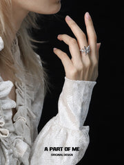 แหวนเปิดปรับขนาดได้รูปผีเสื้อ S925 เงินสเตอร์ลิง Whiterfly™